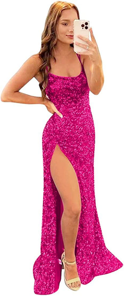 Vestido de Noche Largo con Lentejuelas y Abertura Elegante - Image 9