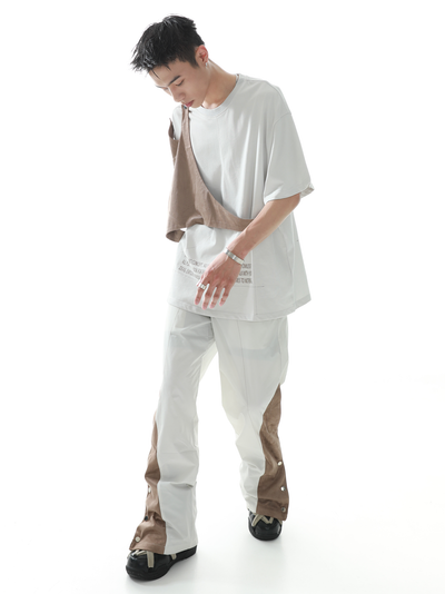 Pantalones Nylon para Hombre con Corte Acampanado y Detalles de Empalme - Image 8