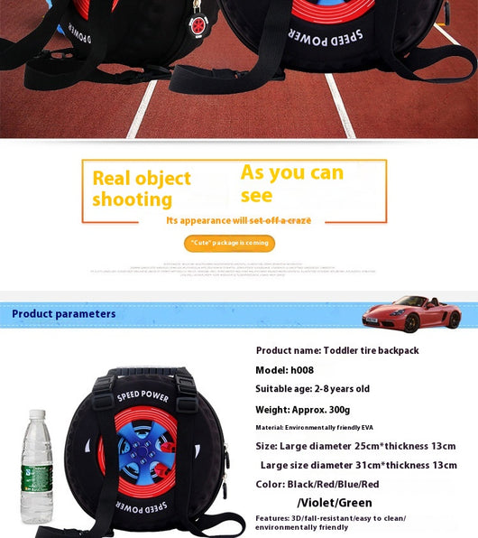 Mochila Pequeña para Niños Personalizada - Diseño 3D de Llanta para Kínder - Image 17