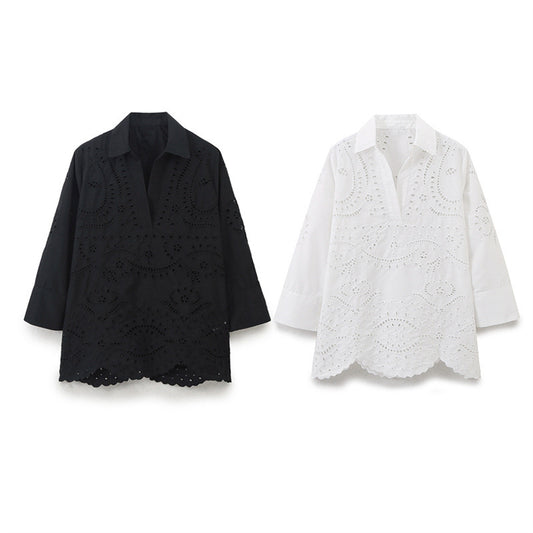 Blusa Casual de Cuello V Versátil y Elegante para Mujer