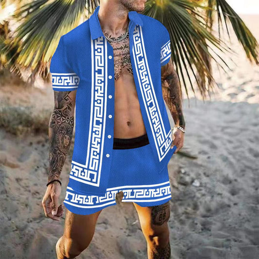 Camisa Playera Suelta Estampada Multicolor para Hombre - Conjunto de Playa - Image 2