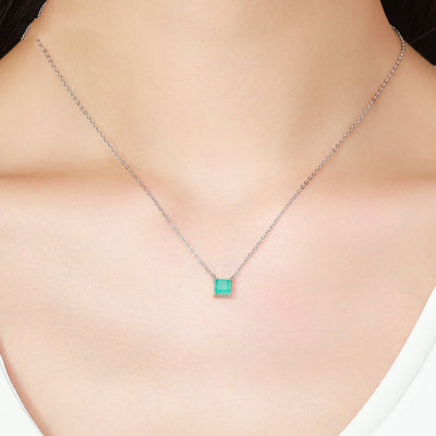 Collar de Plata Esterlina S925 con Turmalina Paraíba Simulada - Image 9