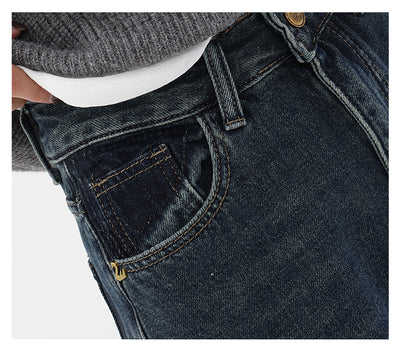 Pantalones Vaqueros Retro Azul Degradado Cintura Alta Rectos Casuales para Mujer - Image 25