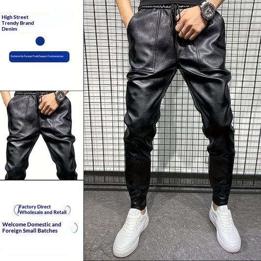 Pantalones de Cuero para Motocicleta Impermeables Ajustados Negro - Image 10
