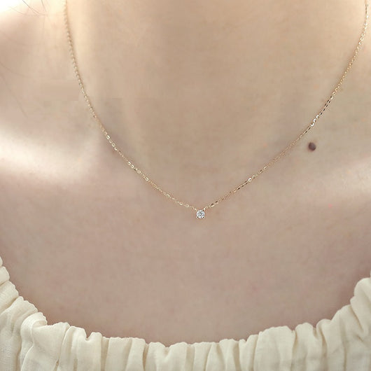 Collar de Oro Amarillo 14k con Diamante Solitario para Mujer - Image 7