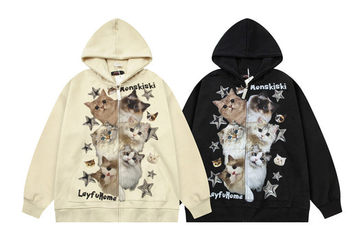 Sudadera Con Capucha Estampado Gato Divertido Unisex - Image 13