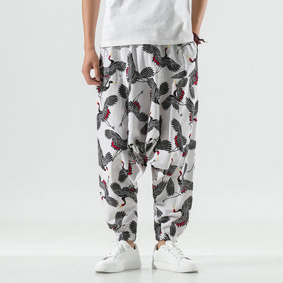 Pantalones Harem Casuales de Algodón y Lino para Hombre - Image 4