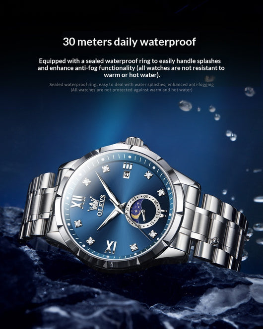 Reloj de Cuarzo para Hombre con Diamantes y Calendario - Elegancia Ejecutiva - Image 12
