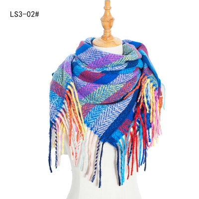 Pañuelo Cuadrado Rayado con Flecos para Mujer y Hombre - Image 41
