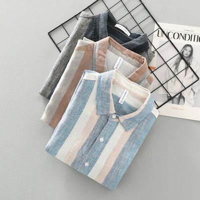 Camisa de Lino para Hombre con Mangas Largas y Rayas a Juego - Image 3