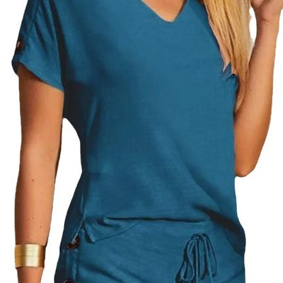 Conjunto de Pijama Shorts Cuello V - Dos Piezas Cómodo y Versátil - Image 8