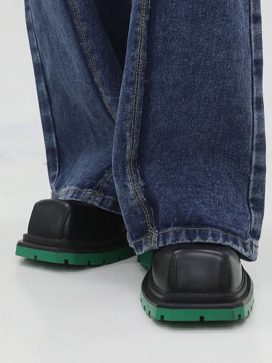 Zapatos de Cuero Mujer Cabeza Cuadrada Suela Gruesa Estilo Casual - Image 2