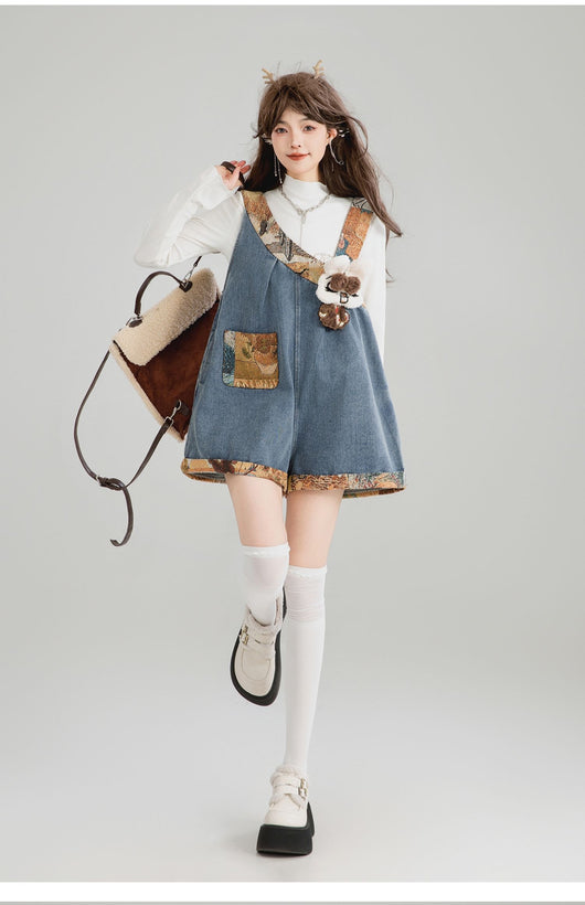 Jeans con Patchwork Jacquard y Correa de Hombro - Image 9