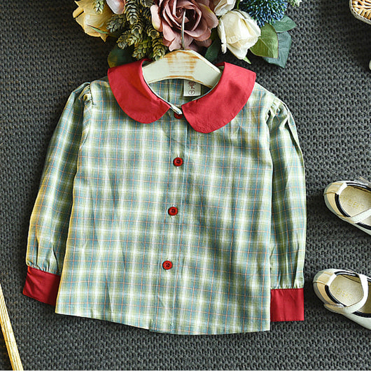 Conjunto Infantil de Falda y Blusa a Cuadros con Contraste de Colores - Image 5