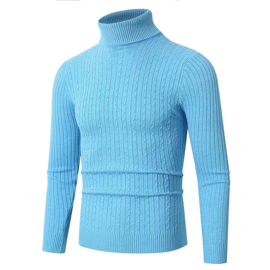 Suéter Hombre Cuello Alto Retro Tejido Floral Trenzado - Image 24