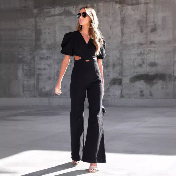 Pantalones Vaqueros Siamés de Pierna Ancha para Mujer
