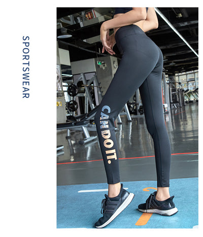 Pantalones de Yoga Cintura Alta con Estampado de Letras de Secado Rápido - Image 7