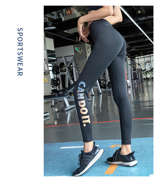 Pantalones de Yoga Cintura Alta con Estampado de Letras de Secado Rápido - Image 7