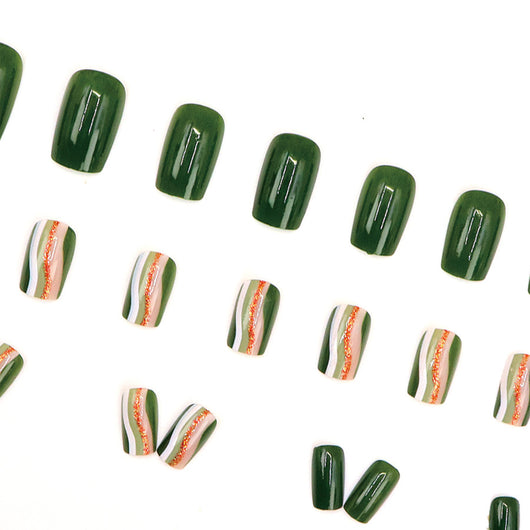 Stickers de Uñas Líneas Corrugadas Verde Militar - Image 4