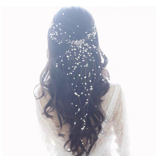 Diadema de Perlas Hecha a Mano para Novia Estilo Hada Mágica - Image 2