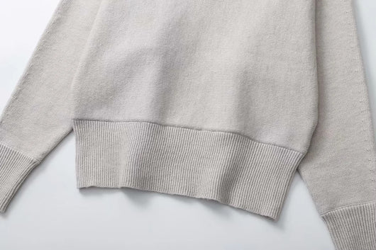 Suéter Polo Cuello V Manga Murciélago Lana Mezclada para Mujer - Image 11