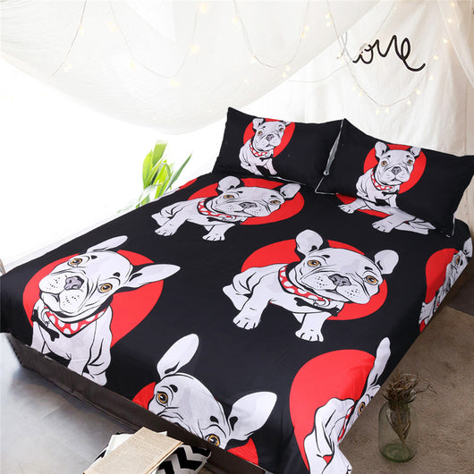 Juego de Cama Bulldog Rojo y Negro de Tres Piezas - Image 8