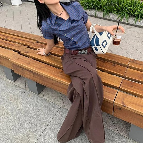 Camisa a Cuadros Estilo Retro Americano para Mujer Atrevida