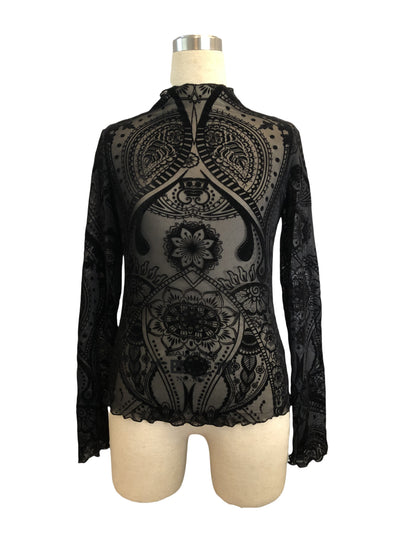 Blusa Manga Larga Estampado Paisley con Malla Texturizada - Image 13