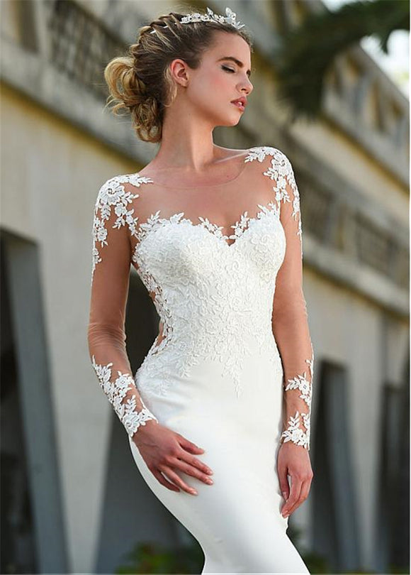 Vestido de Novia Elegante con Cola Trasera Sutil