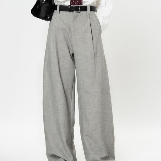 Pantalones Casuales Rectos con Corte Vertical y Acabado Liso