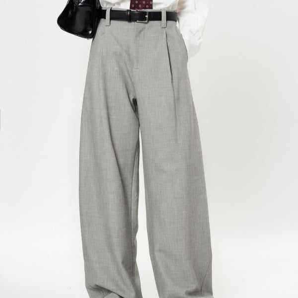 Pantalones Casuales Rectos con Corte Vertical y Acabado Liso