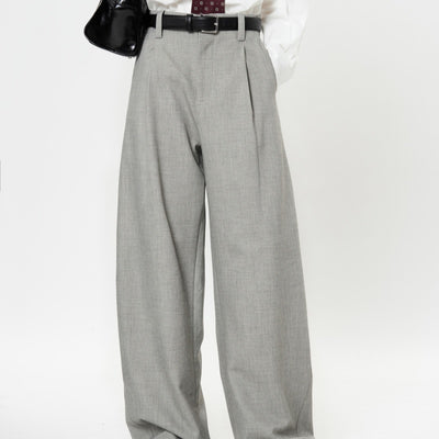Pantalones Casuales Rectos con Corte Vertical y Acabado Liso