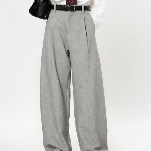 Pantalones Casuales Rectos con Corte Vertical y Acabado Liso