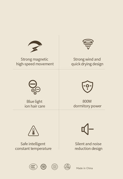 Beige 1200W hair dryer with a minimalist design, featuring a 360-degree rotating air collector nozzle and a US 110V plug. - Image 37