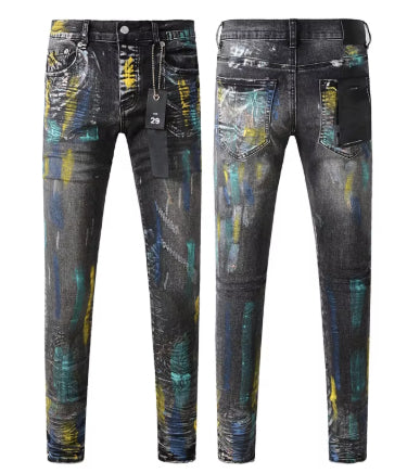 Jeans Retro Americano Hip-hop Color Liso Diseño Urbano - Image 4
