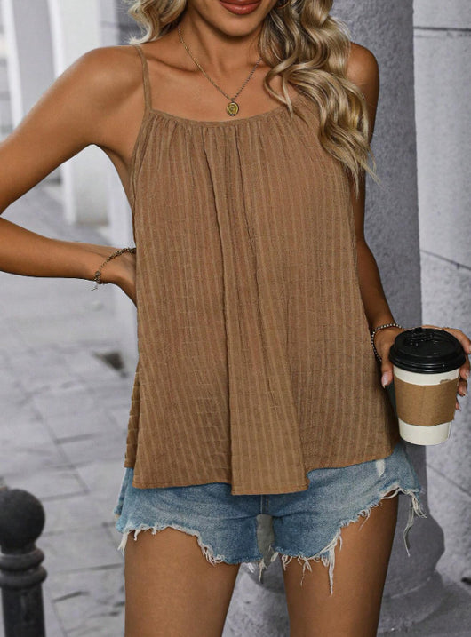 Blusa Suelta sin Mangas con Pliegues - Colores Sólidos - Image 14