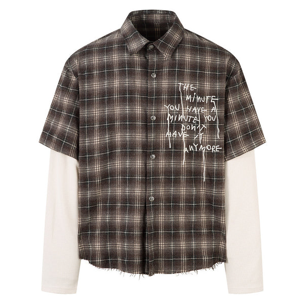 Camisa Hombre Otoño Manga Larga Tie-Dye Cuadros Estilo Retro Americano