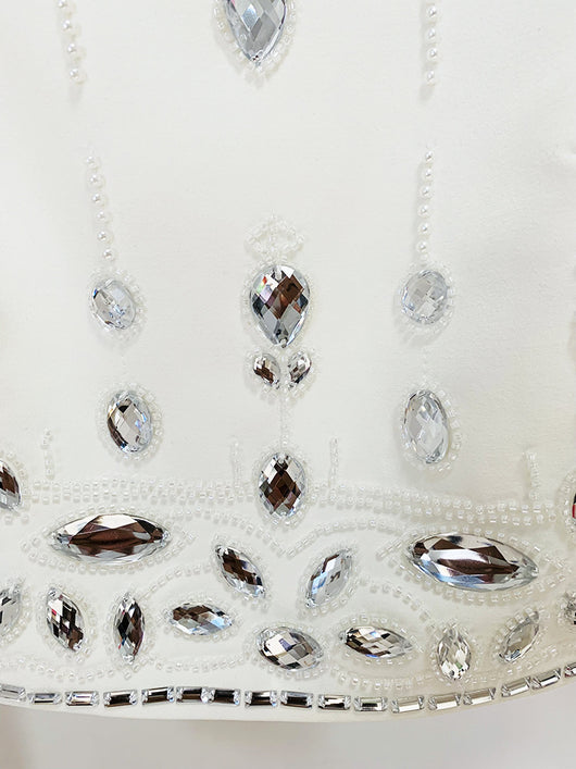 Conjunto de Vestido Corto Elegante con Incrustaciones de Diamantes - Dos Piezas - Image 12