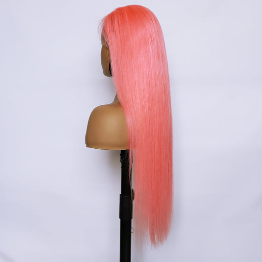 Peluca Frontal de Encaje 13x4 Cabello Natural Liso Rosa Claro con Banda - Image 12