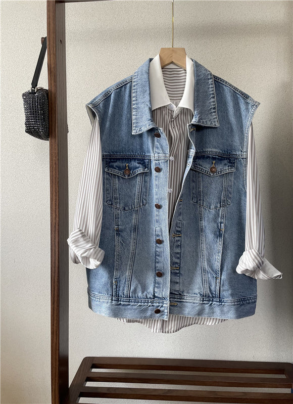 Chaleco Denim Suelto sin Mangas para Mujer