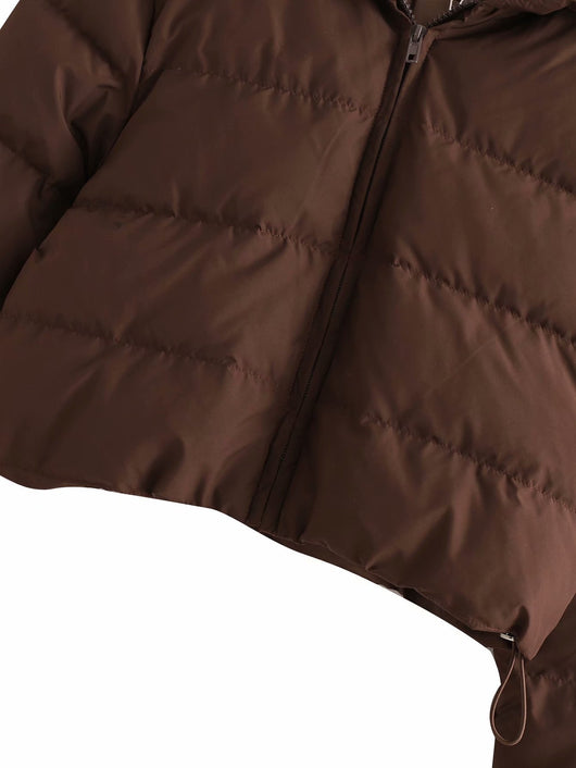 Chaqueta Puffer Corta Multicolor de Algodón con Capucha para Mujer - Image 33