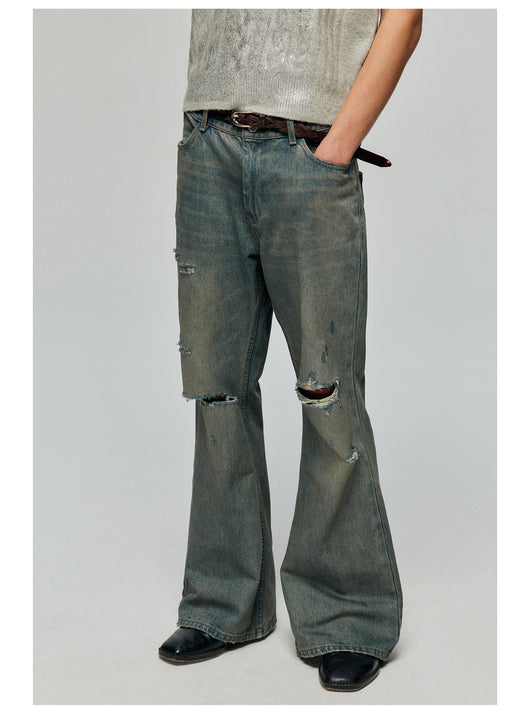 Pantalones Vaqueros Vintage Rotos Sueltos Acampanados - Image 12