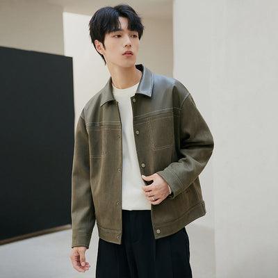 Chaqueta de Cuero PU Casual Suelta para Hombre - Abrigo Elegante - Image 2
