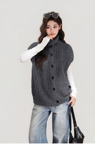Chaleco Tejido Gris con Solapa - Abrigo Cálido para Mujer Otoño e Invierno - Image 8