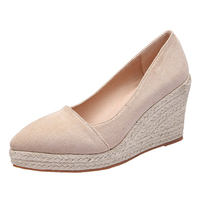 Zapatos de Tacón Alto Plataforma Punta Fina con Tejido de Paja y Tacón Grueso - Image 12