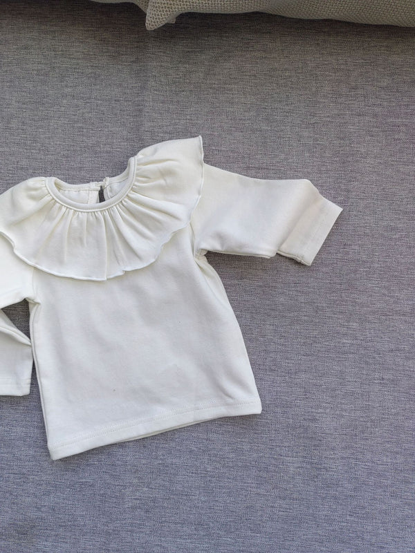 Blusa de Cuello Volante Solapa Ancha - Corte Clásico - Image 6