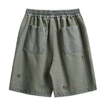 Shorts de Mezclilla con Detalle de Moño para Hombre - Estilo Urbano Americano Verano - Image 7