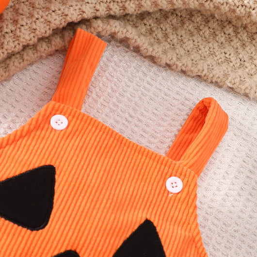 Pantalón Peto de Pana Halloween con Bordado Calabaza y Grimace para Bebé - Image 9