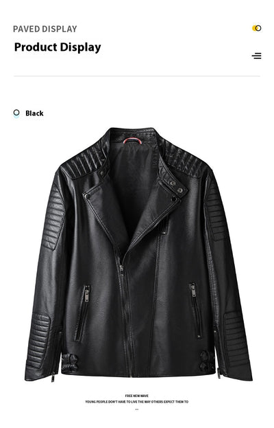 Chaqueta de Cuero para Hombre Primavera Otoño - Estilo Motociclista Casual - Image 9