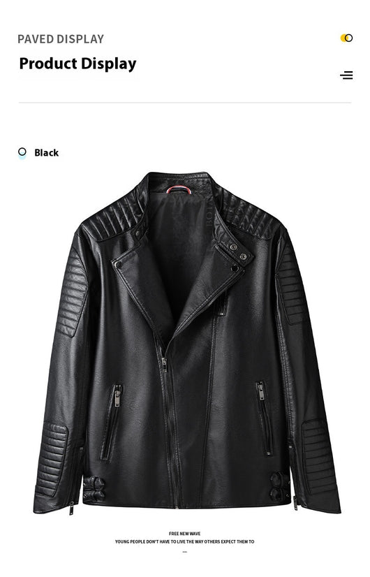 Chaqueta de Cuero para Hombre Primavera Otoño - Estilo Motociclista Casual - Image 9